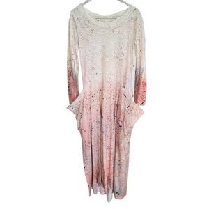 Gilda Midani Midi Dress Lagenlook Small Art To‎ Wear Tie Dyed Boho Wearable Art